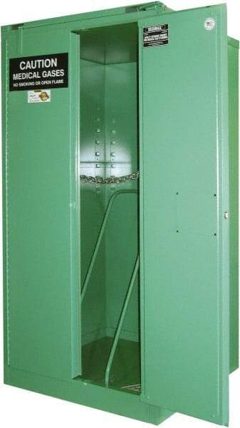 Securall Cabinets - 1 Door, Green Steel Standard Safety Cabinet for Flammable and Combustible Liquids - 46" High x 43" Wide x 18" Deep, Self Closing Door, 3 Point Key Lock, H Cylinder Capacity - Americas Tooling