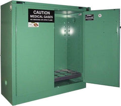 Securall Cabinets - 2 Door, Green Steel Standard Safety Cabinet for Flammable and Combustible Liquids - 46" High x 43" Wide x 18" Deep, Self Closing Door, 3 Point Key Lock, D, E Cylinder Capacity - Americas Tooling