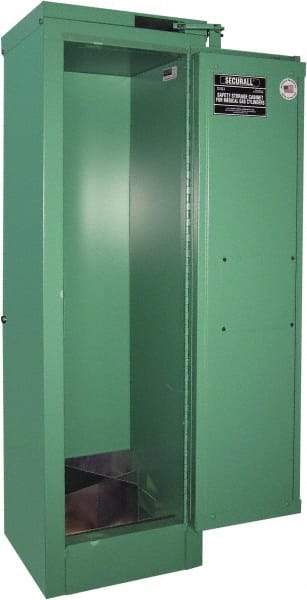 Securall Cabinets - 1 Door, Green Steel Standard Safety Cabinet for Flammable and Combustible Liquids - 46" High x 14" Wide x 13-5/8" Deep, Self Closing Door, 3 Point Key Lock, D, E Cylinder Capacity - Americas Tooling