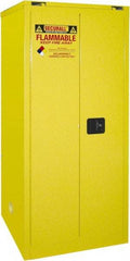 Securall Cabinets - 2 Door, 2 Shelf, Yellow Steel Standard Safety Cabinet for Flammable and Combustible Liquids - 67" High x 31" Wide x 31" Deep, Self Closing Door, 3 Point Key Lock, 60 Gal Capacity - Americas Tooling