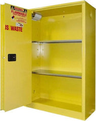 Securall Cabinets - 2 Door, 2 Shelf, Yellow Steel Standard Safety Cabinet for Flammable and Combustible Liquids - 65" High x 43" Wide x 18" Deep, Sliding Door, 3 Point Key Lock, 45 Gal Capacity - Americas Tooling