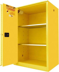 Securall Cabinets - 2 Door, 2 Shelf, Yellow Steel Standard Safety Cabinet for Flammable and Combustible Liquids - 65" High x 43" Wide x 31" Deep, Sliding Door, 3 Point Key Lock, 90 Gal Capacity - Americas Tooling