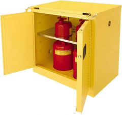 Securall Cabinets - 2 Door, 1 Shelf, Yellow Steel Standard Safety Cabinet for Flammable and Combustible Liquids - 37" High x 36" Wide x 24" Deep, Self Closing Door, 3 Point Key Lock, 30 Gal Capacity - Americas Tooling