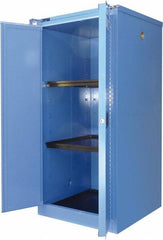 Securall Cabinets - 2 Door, 2 Shelf, Blue Steel Standard Safety Cabinet for Corrosive Chemicals - 67" High x 31" Wide x 31" Deep, Self Closing Door, 3 Point Key Lock, 60 Gal Capacity - Americas Tooling