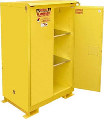 Securall Cabinets - 2 Door, 2 Shelf, Yellow Steel Standard Safety Cabinet for Flammable and Combustible Liquids - 71" High x 43" Wide x 31" Deep, Self Closing Door, 3 Point Key Lock, 90 Gal Capacity - Americas Tooling