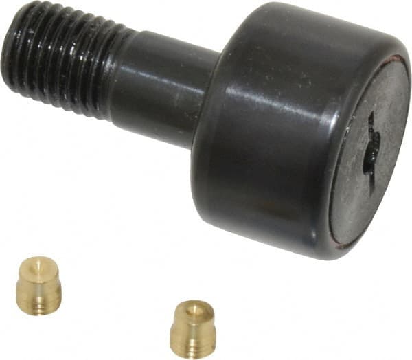 Accurate Bushing - 1" Roller Diam x 5/8" Width, 7/16" Stud Diam x 1" Length, Stud Cam Follower - Steel, 1/2" Thread Length, 7/16-20 Thread, 1-5/8" OAL, 3,030 Lb Dynamic Cap, 3,100 Lb Static Cap - Americas Tooling