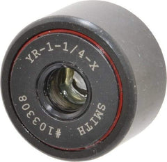 Accurate Bushing - 3/8" Bore, 1-1/4" Roller Diam x 3/4" Roller Width, Steel Yoke Cam Follower - 4,470 Lb Dynamic Load Capacity, 13/16" Overall Width - Americas Tooling