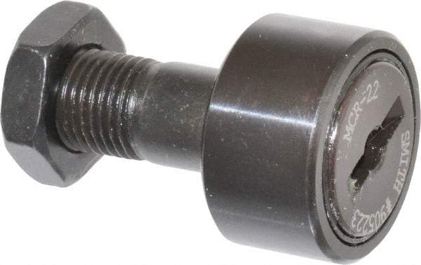 Accurate Bushing - 22mm Roller Diam x 12mm Width, 10mm Stud Diam x 23mm Length, Stud Cam Follower - Steel, 12mm Thread Length, M10x1 Thread, 36mm OAL, 5,700 N Dynamic Cap, 6,500 N Static Cap - Americas Tooling