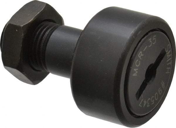 Accurate Bushing - 35mm Roller Diam x 18mm Width, 16mm Stud Diam x 32.5mm Length, Stud Cam Follower - Steel, 17mm Thread Length, M16x1.5 Thread, 52mm OAL, 12,900 N Dynamic Cap, 19,000 N Static Cap - Americas Tooling