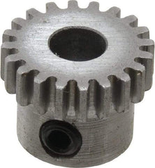 Boston Gear - 32 Pitch, 5/8" Pitch Diam, 20 Tooth Spur Gear - 0.188" Face Width, 1/4" Bore Diam, 0.52" Hub Diam, 14.5° Pressure Angle, Steel - Americas Tooling