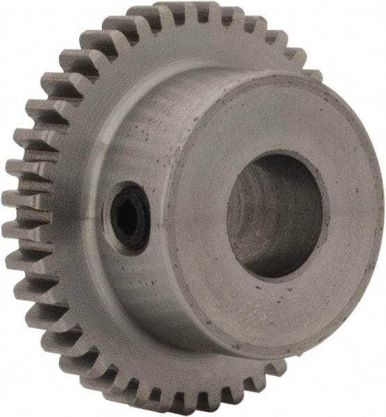 Boston Gear - 32 Pitch, 1-1/4" Pitch Diam, 40 Tooth Spur Gear - 0.188" Face Width, 3/8" Bore Diam, 0.88" Hub Diam, 14.5° Pressure Angle, Steel - Americas Tooling