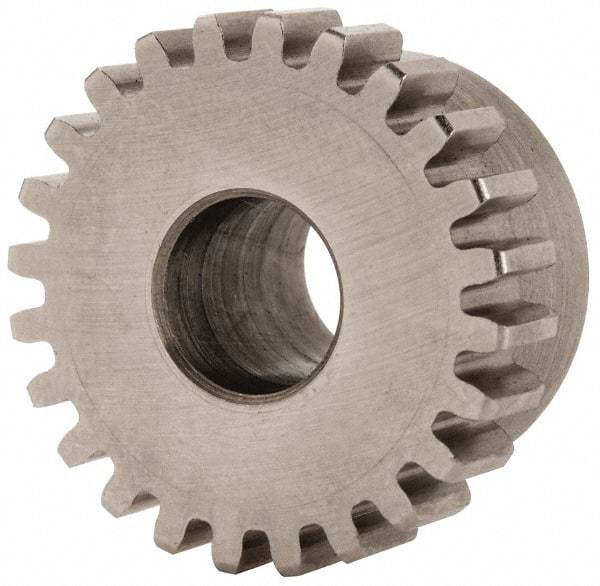 Boston Gear - 24 Pitch, 1" Pitch Diam, 24 Tooth Spur Gear - 1/4" Face Width, 3/8" Bore Diam, 0.87" Hub Diam, 14.5° Pressure Angle, Steel - Americas Tooling