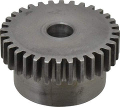 Boston Gear - 20 Pitch, 1.6" Pitch Diam, 32 Tooth Spur Gear - 3/8" Face Width, 3/8" Bore Diam, 1.32" Hub Diam, 14.5° Pressure Angle, Steel - Americas Tooling