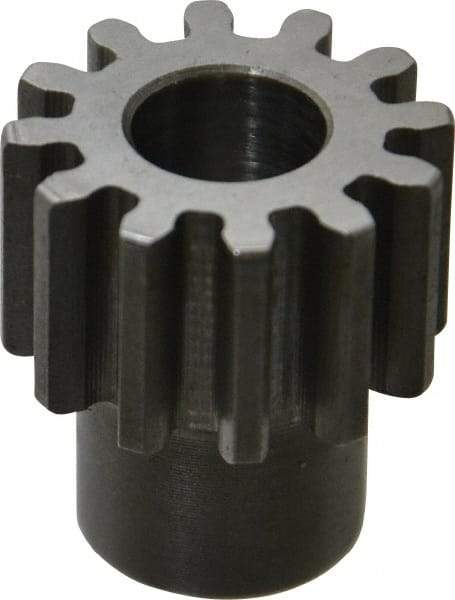 Boston Gear - 16 Pitch, 3/4" Pitch Diam, 12 Tooth Spur Gear - 1/2" Face Width, 3/8" Bore Diam, 0.56" Hub Diam, 14.5° Pressure Angle, Steel - Americas Tooling