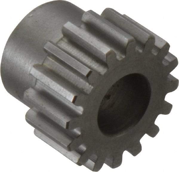 Boston Gear - 16 Pitch, 1" Pitch Diam, 16 Tooth Spur Gear - 1/2" Face Width, 1/2" Bore Diam, 0.81" Hub Diam, 14.5° Pressure Angle, Steel - Americas Tooling