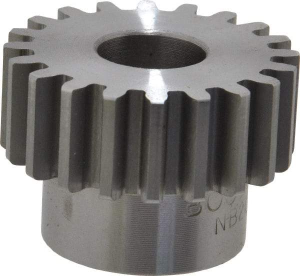 Boston Gear - 16 Pitch, 1-1/4" Pitch Diam, 20 Tooth Spur Gear - 1/2" Face Width, 1/2" Bore Diam, 0.96" Hub Diam, 14.5° Pressure Angle, Steel - Americas Tooling