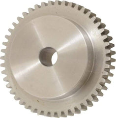 Boston Gear - 16 Pitch, 3" Pitch Diam, 48 Tooth Spur Gear - 1/2" Face Width, 1/2" Bore Diam, 2.19" Hub Diam, 14.5° Pressure Angle, Steel - Americas Tooling