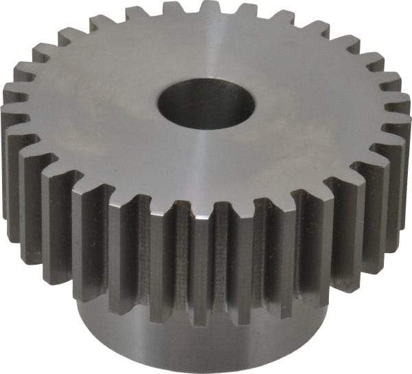 Boston Gear - 10 Pitch, 3" Pitch Diam, 30 Tooth Spur Gear - 1" Face Width, 3/4" Bore Diam, 2.02" Hub Diam, 14.5° Pressure Angle, Steel - Americas Tooling