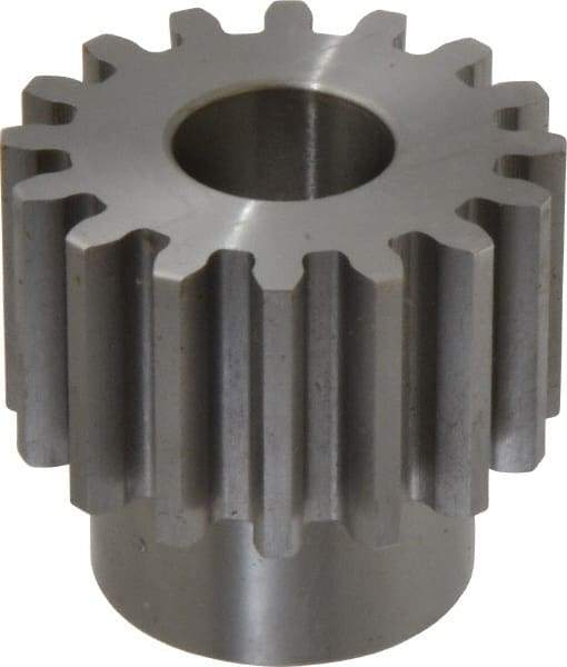 Boston Gear - 8 Pitch, 2" Pitch Diam, 16 Tooth Spur Gear - 1-1/4" Face Width, 7/8" Bore Diam, 1.56" Hub Diam, 14.5° Pressure Angle, Steel - Americas Tooling