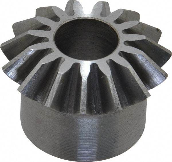 Boston Gear - 12 Pitch, 1-1/4" Pitch Diam, 15 Tooth Miter Gear - 0.29" Face Width, 1/2" Bore Diam, 1" Hub Diam, 20° Pressure Angle, Steel - Americas Tooling