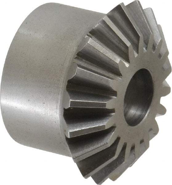 Boston Gear - 12 Pitch, 1-1/2" Pitch Diam, 18 Tooth Miter Gear - 0.33" Face Width, 1/2" Bore Diam, 1-1/4" Hub Diam, 20° Pressure Angle, Steel - Americas Tooling