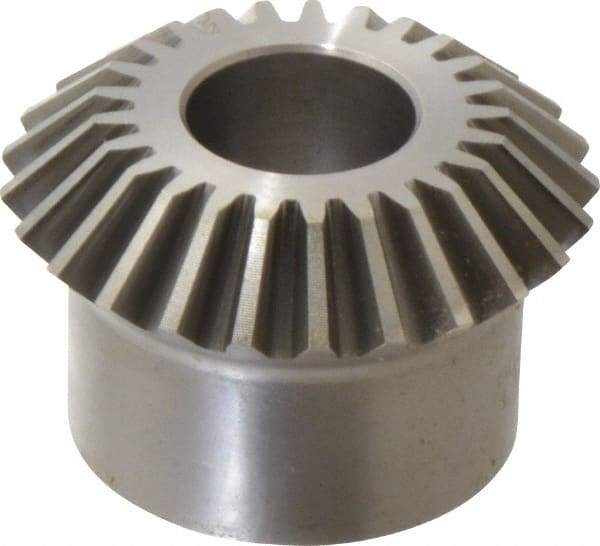 Boston Gear - 10 Pitch, 2-1/2" Pitch Diam, 25 Tooth Miter Gear - 0.56" Face Width, 1" Bore Diam, 2" Hub Diam, 20° Pressure Angle, Steel - Americas Tooling