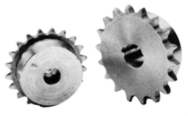 U.S. Tsubaki - 18 Teeth, 3/8" Chain Pitch, Chain Size 35, Finished Bore Sprocket - 1" Bore Diam, 2.16" Pitch Diam, 2.35" Outside Diam - Americas Tooling