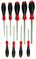 9 Piece - 1.5 - 10mm - Ball End Hex Screwdriver MagicRing® Screw Holding SoftFinish® Cushion Grip Set - Americas Tooling