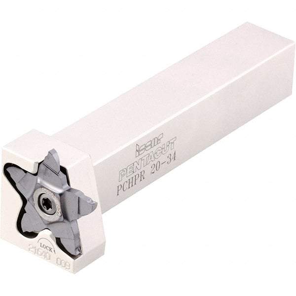 Iscar - External Thread, 0.256" Max Depth of Cut, 0.5mm Min Groove Width, 135mm OAL, Left Hand Indexable Grooving Cutoff Toolholder - 25mm Shank Height x 25mm Shank Width, PENTA 24.. Insert Style, PCHP Toolholder Style, Series PentaCut - Americas Tooling