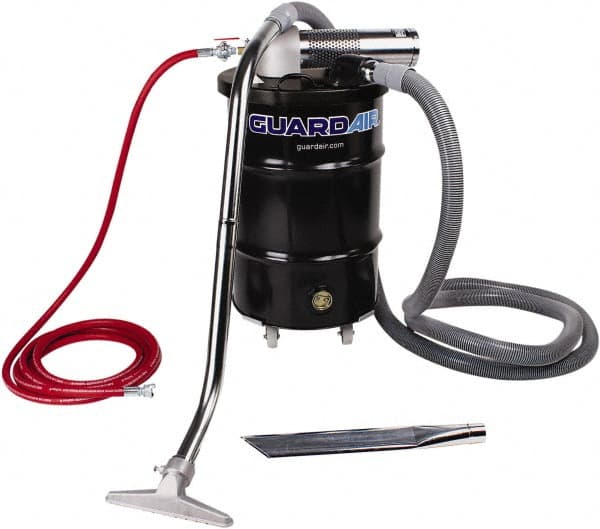 Guardair - 30 Gal Steel Tank, Air Powered Pneumatic Canister Wet/Dry Vacuum - 15 Peak hp, 20' Hose Fitting, Cartridge Filter, Accessories Included - Americas Tooling