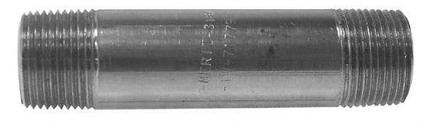 Merit Brass - Schedule 80, 1/8" Pipe x 6" Long, Grade 316/316L Stainless Steel Pipe Nipple - Seamless & Threaded - Americas Tooling