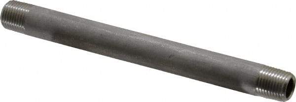 Merit Brass - Schedule 40, 1/8" Pipe x 4" Long, Grade 304/304L Stainless Steel Pipe Nipple - Welded & Threaded - Americas Tooling