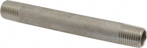 Merit Brass - Schedule 40, 1/4" Pipe x 4" Long, Grade 304/304L Stainless Steel Pipe Nipple - Welded & Threaded - Americas Tooling