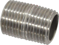 Merit Brass - Schedule 40, 1/2" Pipe x 1-1/8" Long, Grade 304/304L Stainless Steel Pipe Nipple - Welded & Threaded - Americas Tooling