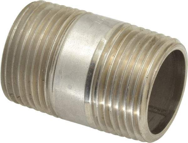 Merit Brass - Schedule 40, 3/4" Pipe x 1-1/2" Long, Grade 304/304L Stainless Steel Pipe Nipple - Welded & Threaded - Americas Tooling