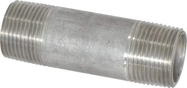 Merit Brass - Schedule 40, 3/4" Pipe x 3" Long, Grade 304/304L Stainless Steel Pipe Nipple - Welded & Threaded - Americas Tooling