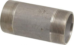 Merit Brass - Schedule 40, 2" Pipe x 4-1/2" Long, Grade 304/304L Stainless Steel Pipe Nipple - Welded & Threaded - Americas Tooling