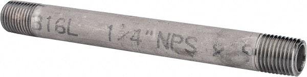 Merit Brass - Schedule 40, 1/4" Pipe x 5" Long, Grade 316/316L Stainless Steel Pipe Nipple - Welded & Threaded - Americas Tooling