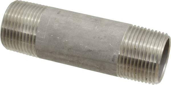 Merit Brass - Schedule 40, 1" Pipe x 4" Long, Grade 316/316L Stainless Steel Pipe Nipple - Welded & Threaded - Americas Tooling