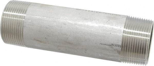 Merit Brass - Schedule 40, 1-1/2" Pipe x 6" Long, Grade 316/316L Stainless Steel Pipe Nipple - Welded & Threaded - Americas Tooling