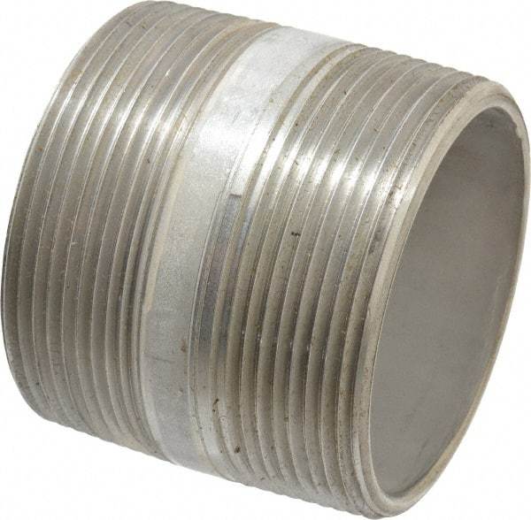 Merit Brass - Schedule 40, 3" Pipe x 3" Long, Grade 316/316L Stainless Steel Pipe Nipple - Welded & Threaded - Americas Tooling