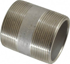 Merit Brass - Schedule 80, 2" Pipe x 2-1/2" Long, Grade 316/316L Stainless Steel Pipe Nipple - Seamless & Threaded - Americas Tooling