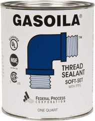 Federal Process - 1 Qt Flat Top Can Blue/Green Easy Seal Applicator with Gasoila Soft-Set - 600°F Max Working Temp - Americas Tooling