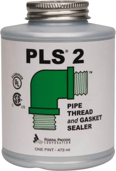 Federal Process - 1 Pt Brush Top Can Gray Federal PLS-2 Premium Thread & Gasket Sealant - 600°F Max Working Temp - Americas Tooling