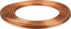 Mueller Industries - 50' Long, 1/4" OD x 0.19" ID, Copper Seamless Tube - 0.03" Wall Thickness - Americas Tooling