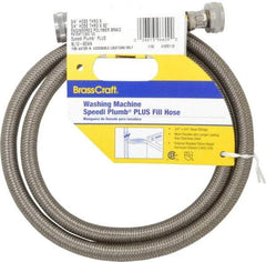 Brass Craft - 3/4" Hose Bibb Inlet, 3/4" Hose Bibb Outlet, Brass Flexible Connector - Braided Stainless Steel, Use with Washers - Americas Tooling