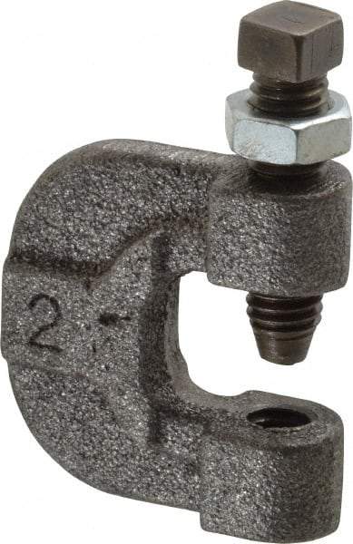 Made in USA - 3/4" Max Flange Thickness, 3/8" Rod C-Clamp with Locknut - 400 Lb Capacity, Ductile Iron - Americas Tooling