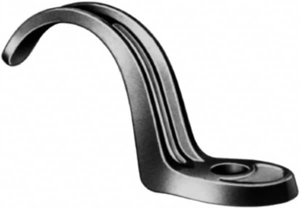 Made in USA - 1-1/4" Pipe, Malleable Iron, Black Plated" Pipe or Conduit Strap - 1 Mounting Hole - Americas Tooling