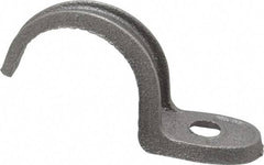 Made in USA - 1-1/2" Pipe, Malleable Iron, Black Plated" Pipe or Conduit Strap - 1 Mounting Hole - Americas Tooling