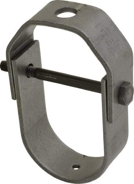 Made in USA - 1-1/2" Pipe, 3/8" Rod, Carbon Steel Adjustable Clevis Hanger - Black Coated, 610 Lb Capacity - Americas Tooling